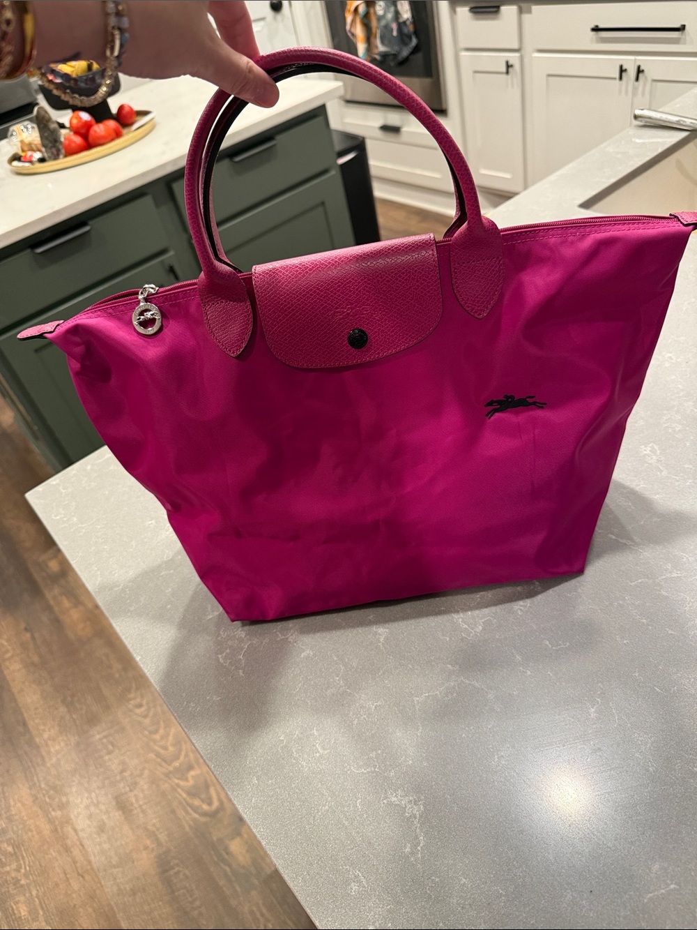 Longchamp Tote in Bright Fuchsia with Black Logo - Picture 7 of 11